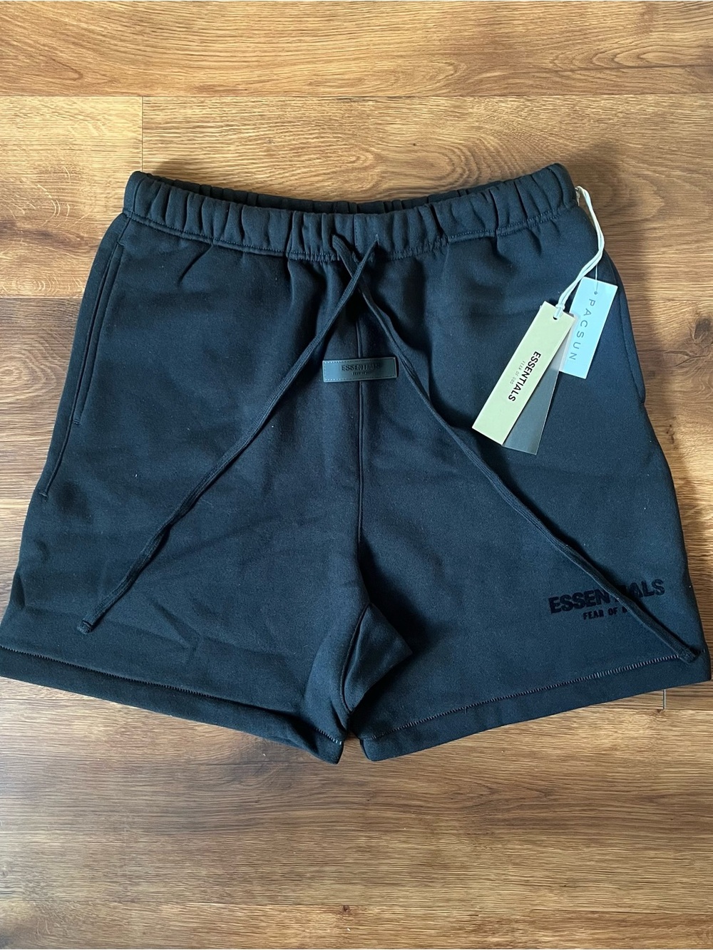 ESSENTIALS Men’s Black Athletic Drawstring Shorts